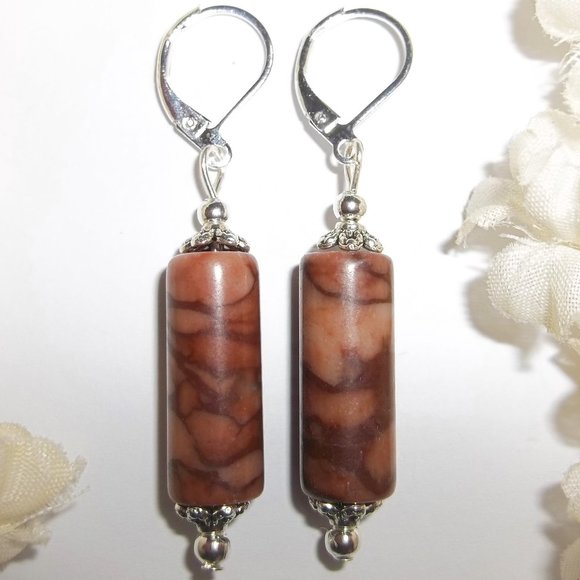Faux Jasper Gemstone Earrings Set Beaded Dangle Drop Fashion Jewelry Gift 7299 - Picture 1 of 6